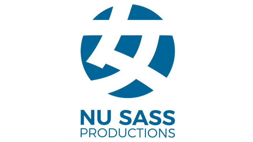 nu sass productions under a blue circle with a white kanji symbol