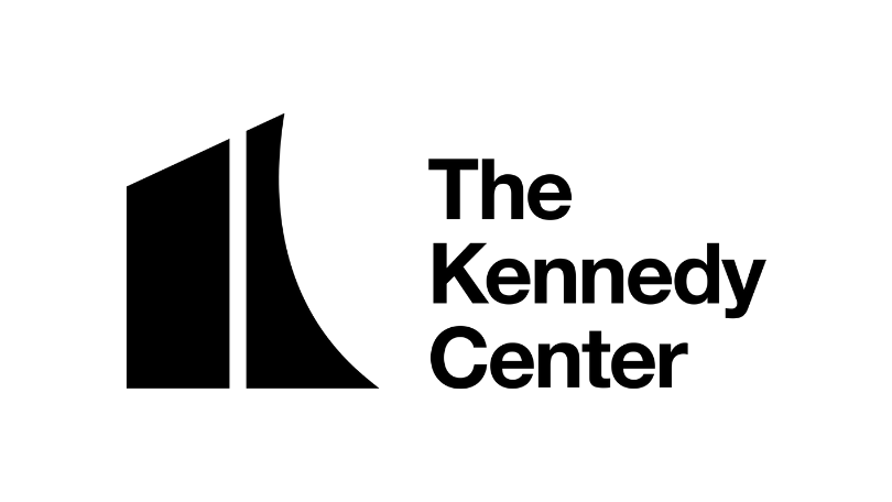 The kennedy center in black next to a stylized black block